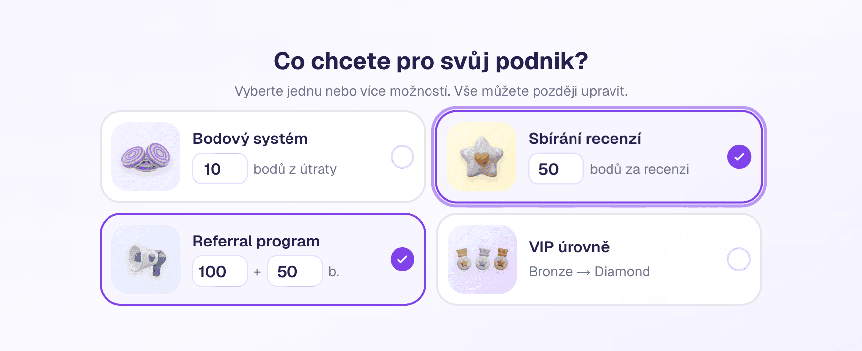 Nastavení odměny za Google recenzi v Tinadu — karta Sbírání recenzí se zvýrazněným polem pro body